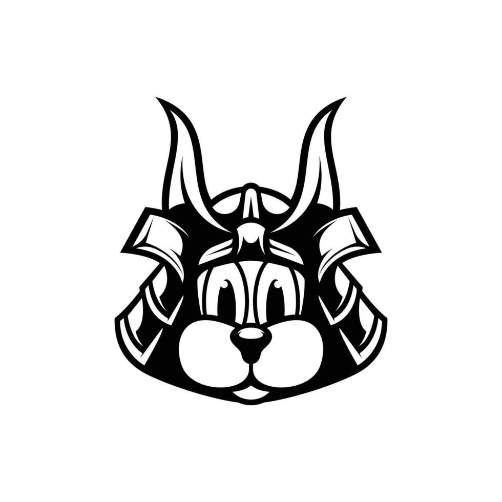 chien samouraï contour mascotte conception vecteur