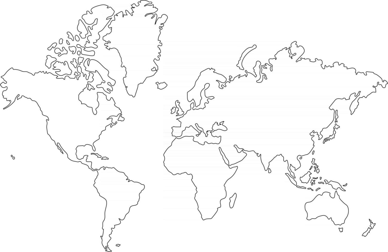 croquis de carte du monde à main levée sur fond blanc. vecteur