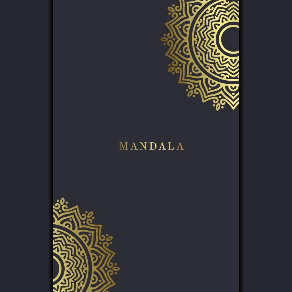 fond orné de mandala d'or de luxe pour l'invitation de mariage, couverture de livre avec vecteur libre de style d'élément de mandala