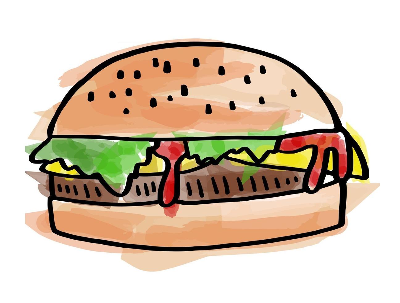 hamburger au fromage aquarelle vecteur