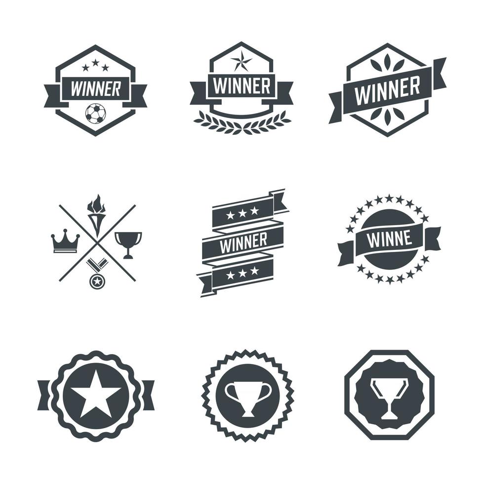 badges gagnants et signes de timbre. illustration vectorielle vecteur