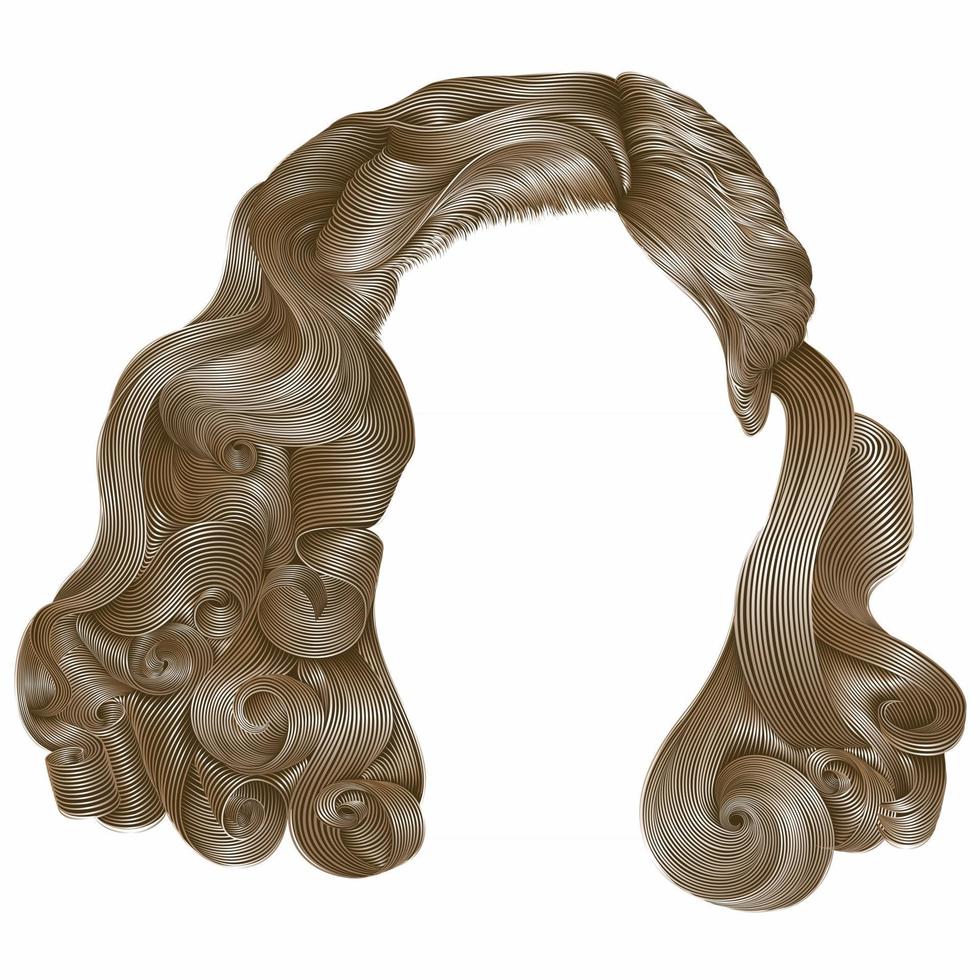 cheveux de femme à la mode kare couleurs blondes. mode beauté. boucles de style rétro. 3d réaliste. vecteur