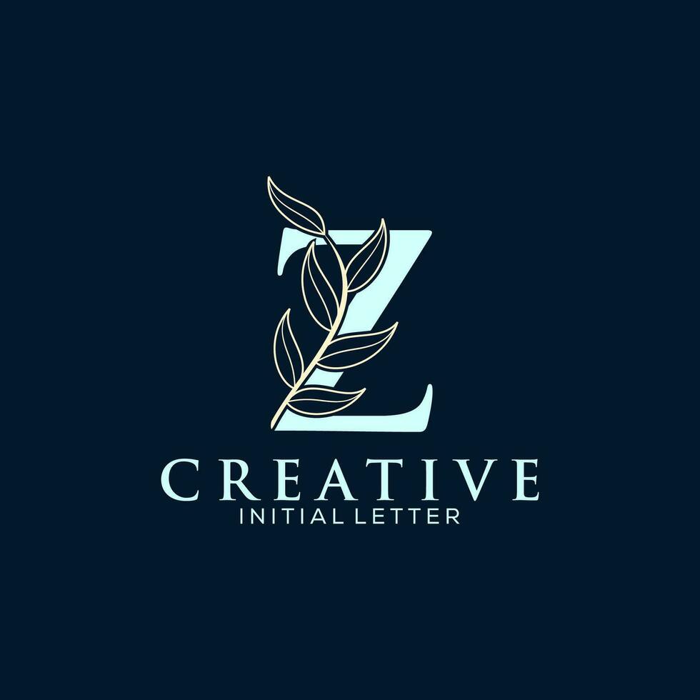 initiale lettre z et floral logo vecteur, botanique minimaliste lettre féminin logo conception modèle vecteur