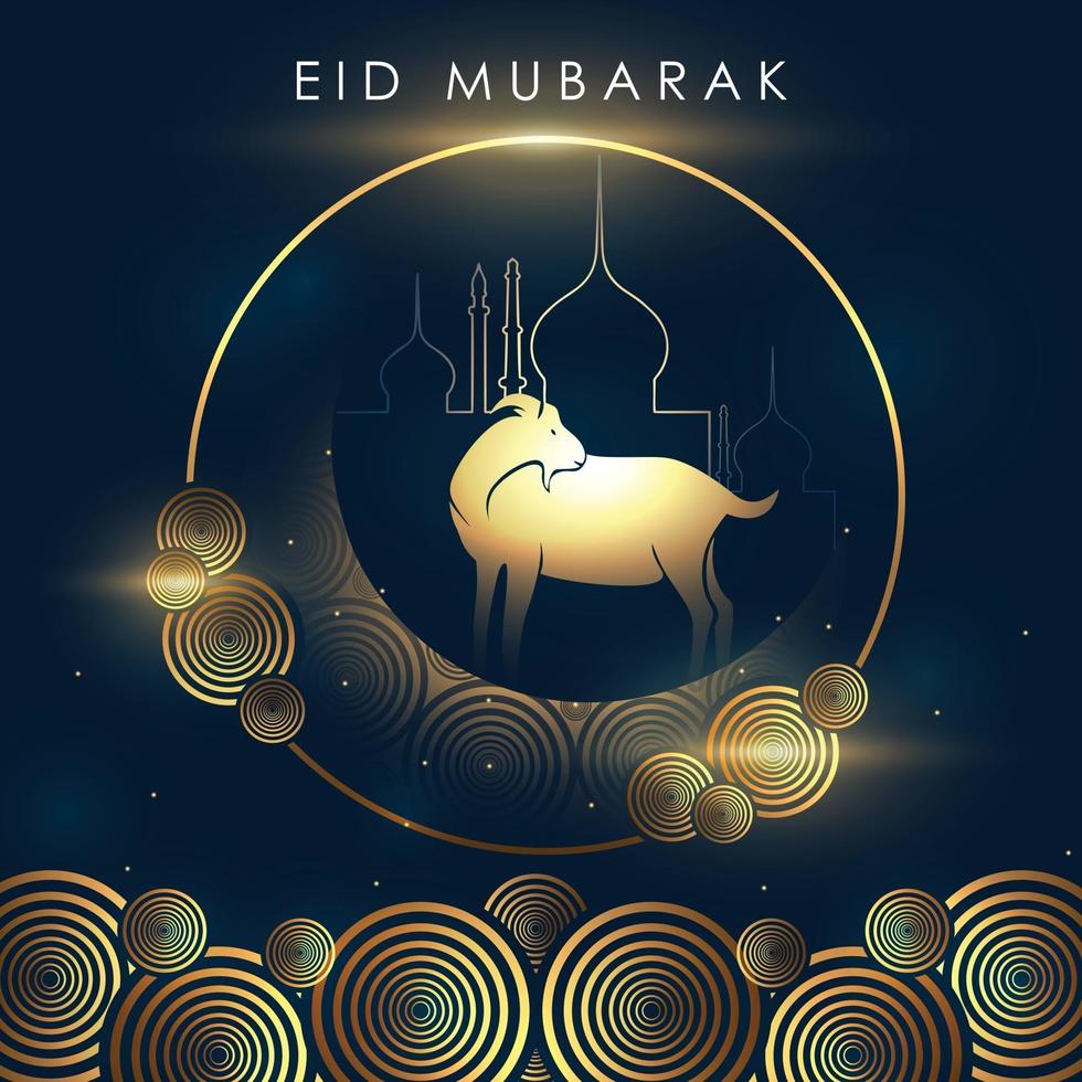 affiche de l'eid mubarak sur fond bleu vecteur