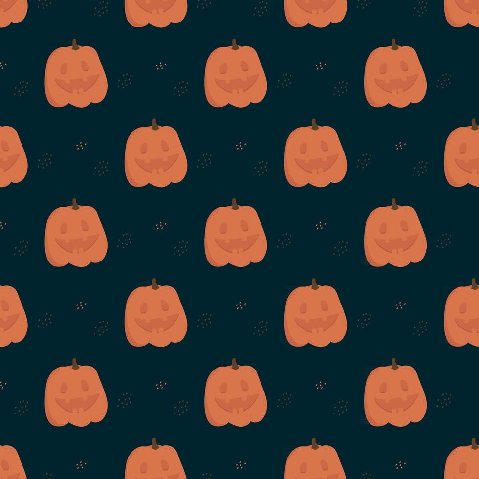 modèle sans couture d'halloween. Jack citrouille mignon orange fête halloween sur fond sombre. illustration vectorielle pour la conception, la décoration, l'impression, le papier peint et le textile vecteur