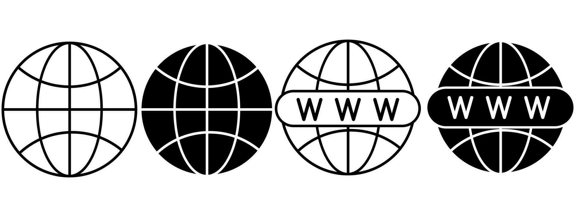 contour silhouette site Internet icône ensemble isolé sur blanc Contexte vecteur