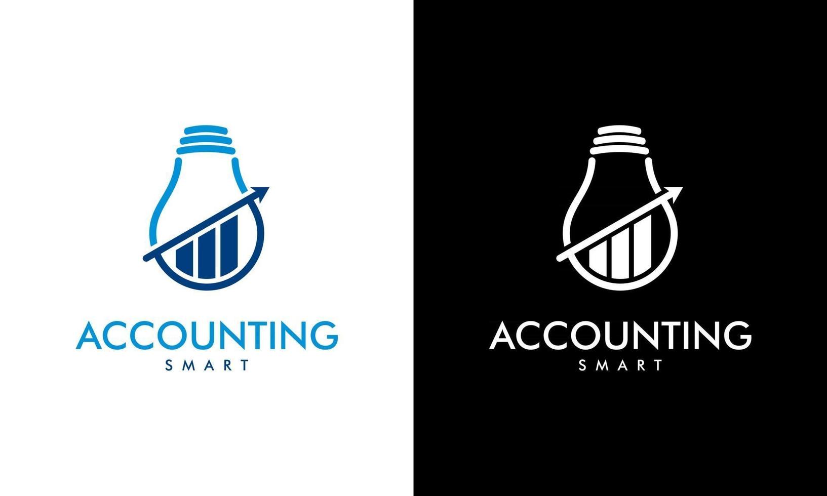 Comptabilité et finances intelligentes concept logo ampoule vector illustration graphic design