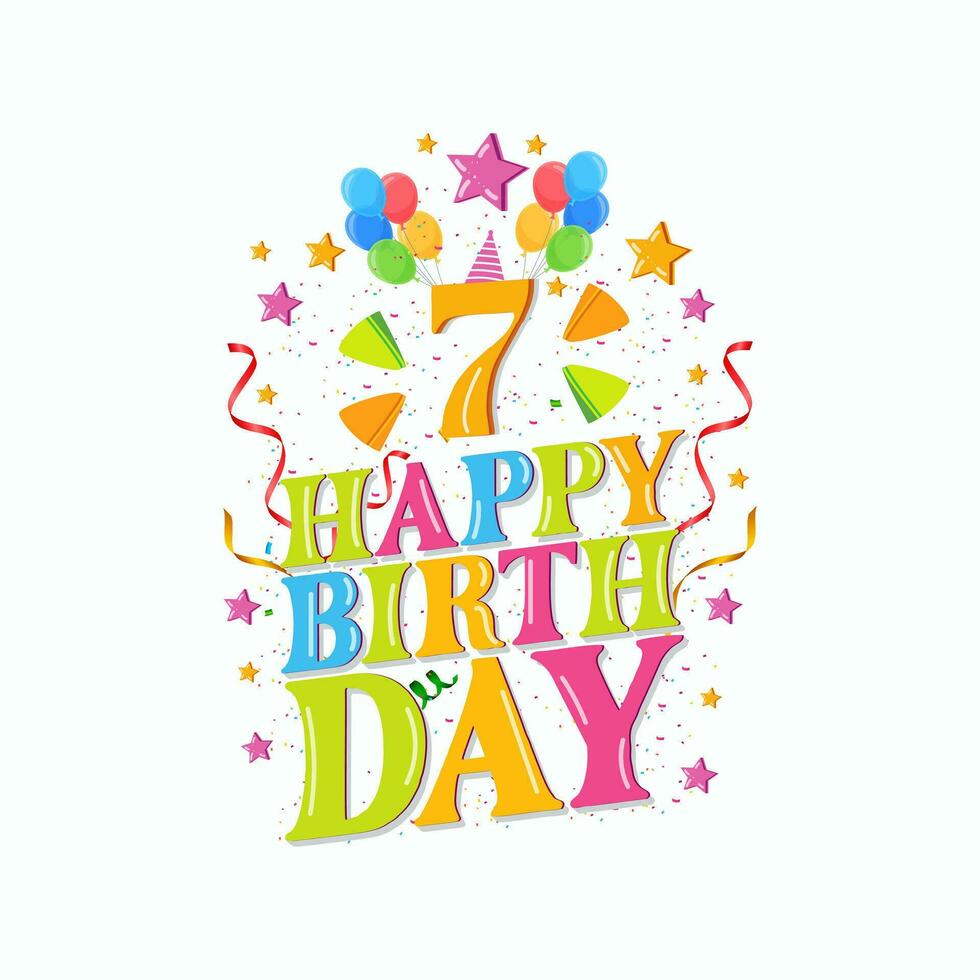 7e content anniversaire logo avec des ballons, vecteur illustration conception pour anniversaire fête, salutation carte et invitation carte.