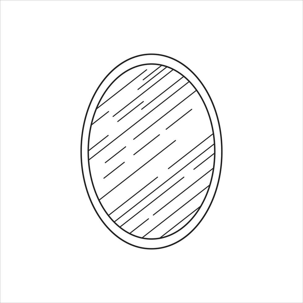 main tiré dessin animé vecteur illustration ovale miroir icône dans griffonnage style