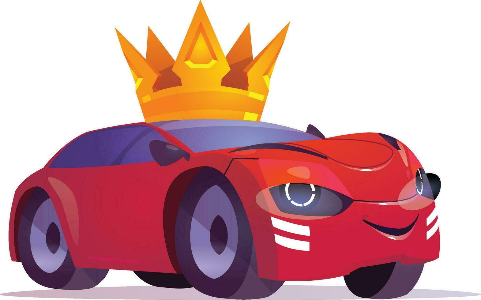 rouge dessin animé voiture avec couronne vecteur