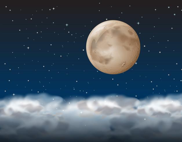 Une lune au dessus du nuage vecteur