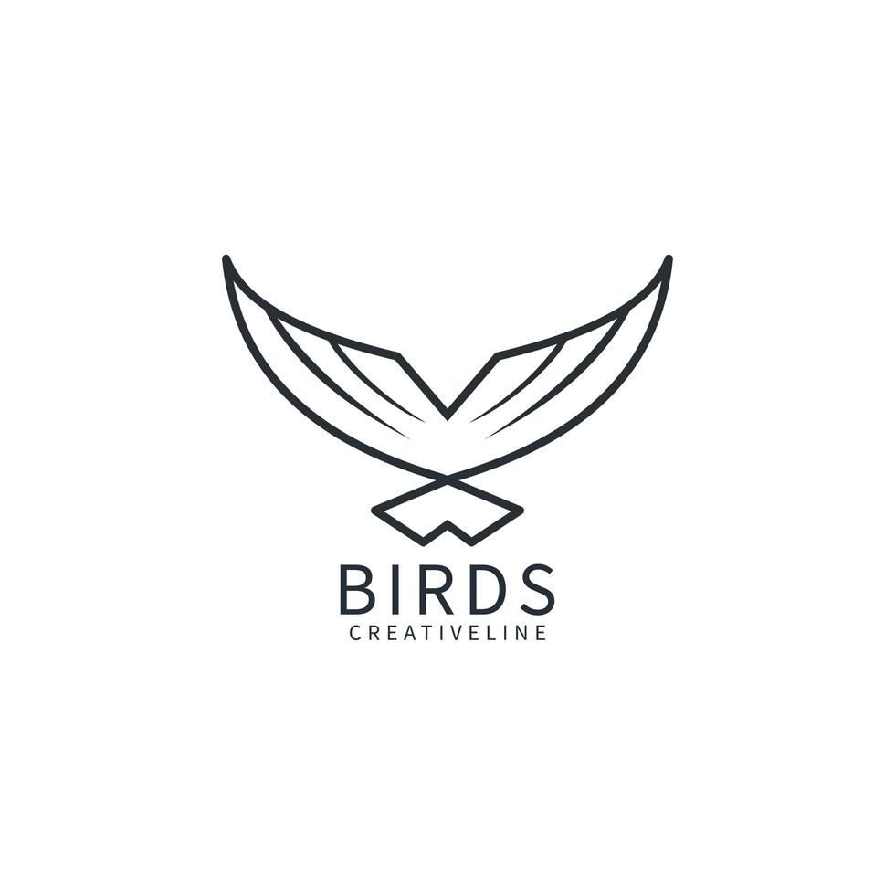 modèle de conception de logo de ligne d'oiseau, illustration d'icône vecteur