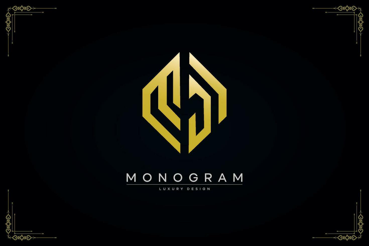 hexagone mj lettre icône luxe monogramme or logo vecteur illustration modèle