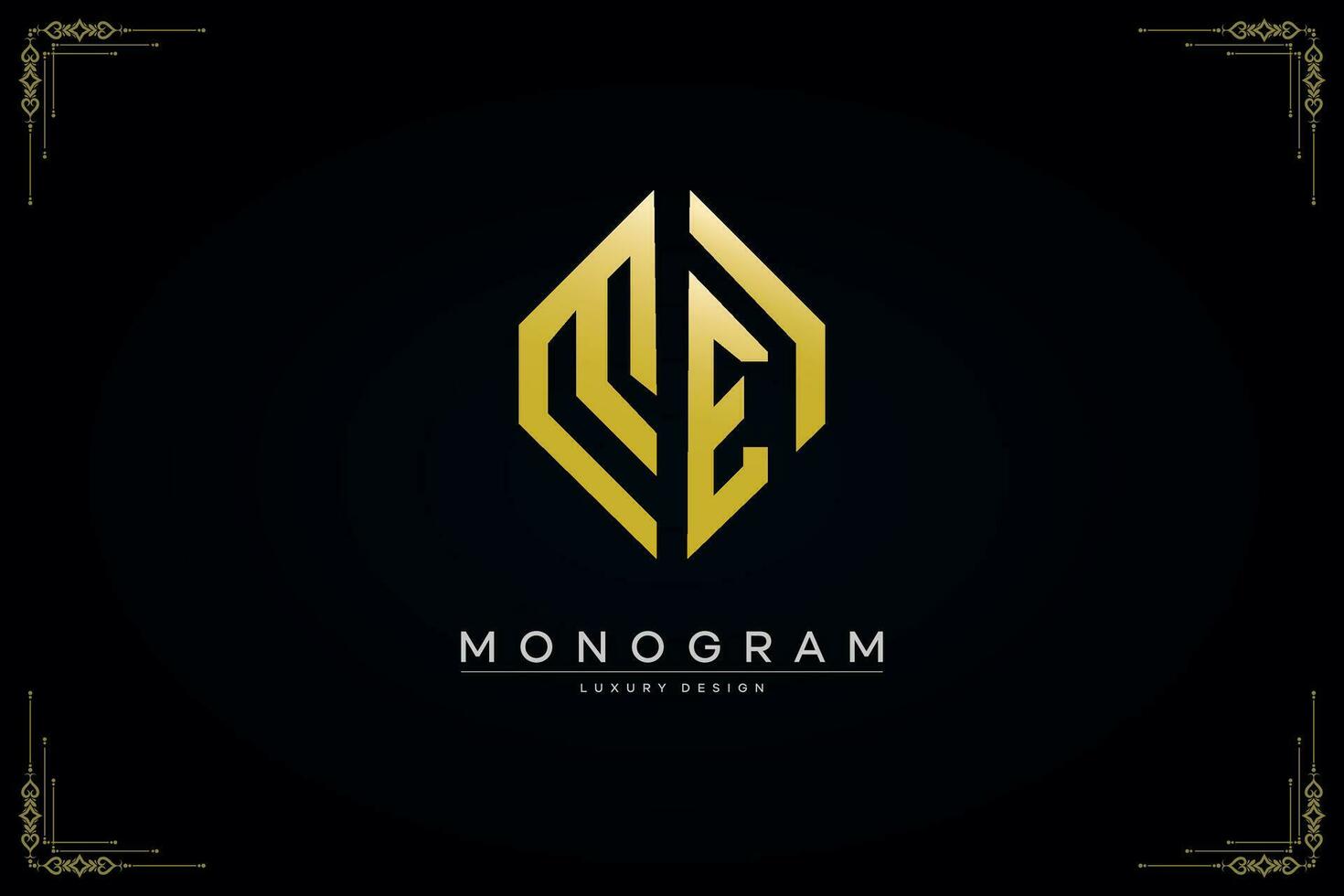 hexagone moi lettre icône luxe monogramme or logo vecteur illustration modèle