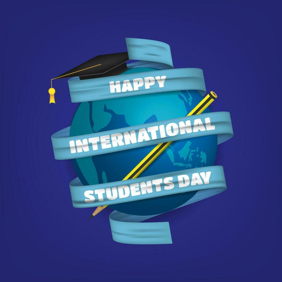 content international élèves journée fête salutation avec globe et ruban vecteur
