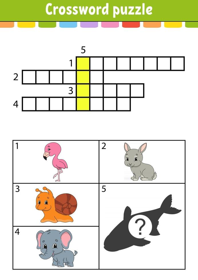 mots croisés. feuille de travail de développement de l'éducation. page d'activité pour étudier l'anglais. avec des images en couleurs. jeu pour les enfants. illustration vectorielle isolée. drôle de personnage. style de bande dessinée. vecteur