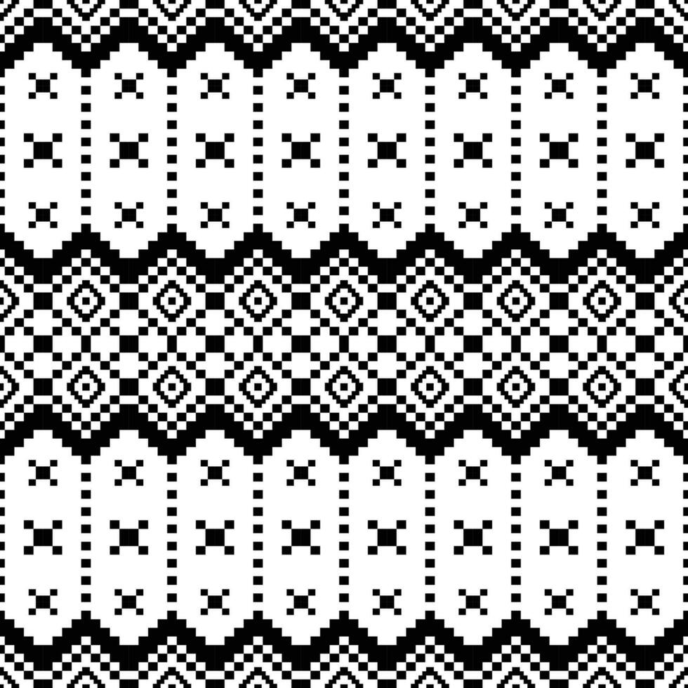 géométrique sans couture ethnique pixel modèle dans noir et blanc couleur. originaire de style. impression modèle pour textile conception avec tribal motif. vecteur