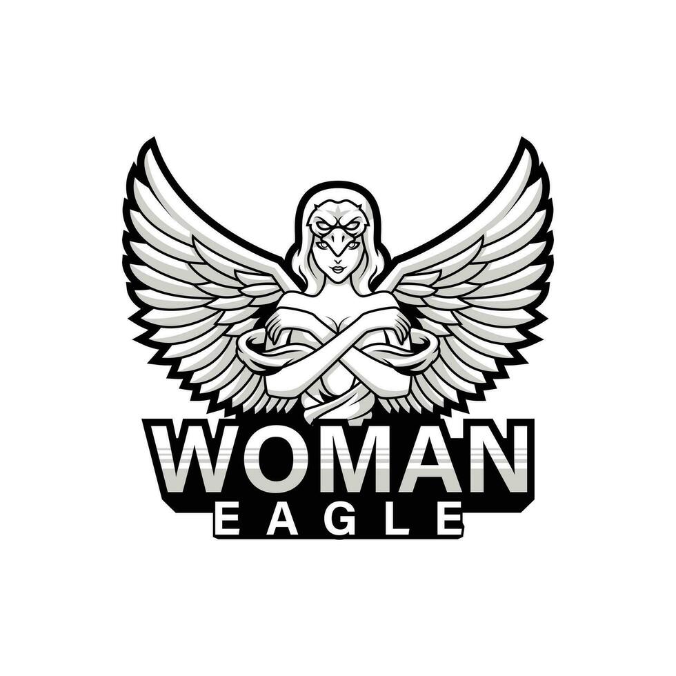 Aigle femme mascotte logo illustration. vecteur