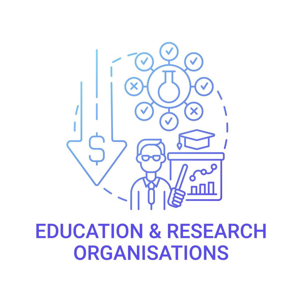 icône de concept d'organisations d'éducation et de recherche. fournir des opportunités illustration de fine ligne idée abstraite. récolter des dons pour des projets éducatifs. dessin en couleur de contour isolé de vecteur