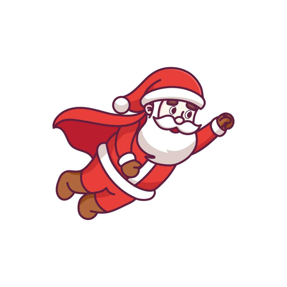 mignonne Père Noël claus dessin animé personnage en volant vecteur