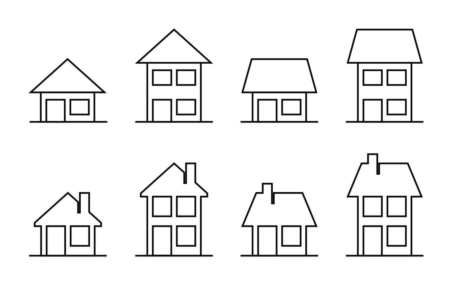 maison ou bâtiment icône ensemble, vecteur isolé sur blanc Contexte.