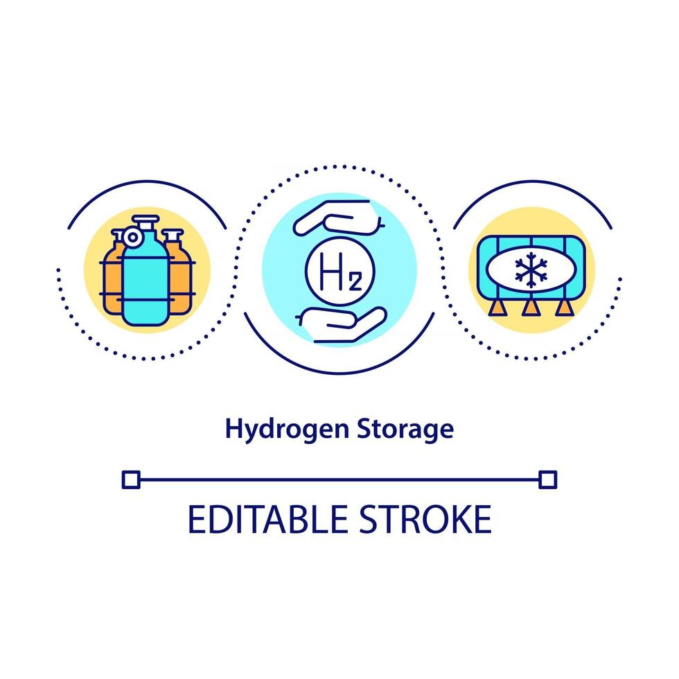 icône de concept de stockage d'hydrogène. réservoirs de gaz à haute pression. source de source d'énergie écologique idée abstraite fine ligne illustration. dessin de couleur de contour isolé de vecteur. trait modifiable vecteur