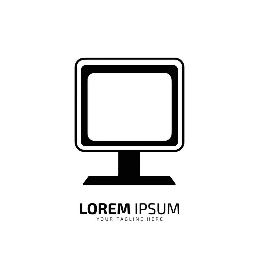 une logo de ordinateur système lcd vecteur silhouette icône conception modèle isolé