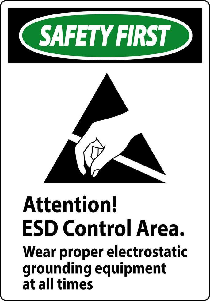 sécurité premier signe attention esd contrôle zone porter correct électrostatique mise à la terre équipement à tout fois vecteur