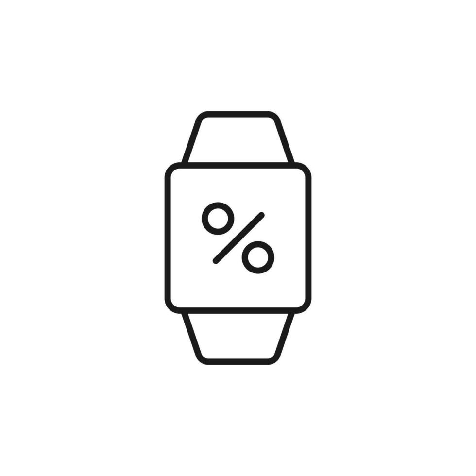 pour cent sur montre-bracelet isolé ligne icône. parfait pour la toile des sites, applications, interface utilisateur, l'Internet, magasins, magasins. Facile image tiré avec noir mince ligne vecteur