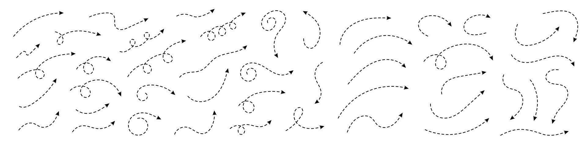 mince incurvé à pois La Flèche. zigzag La Flèche rayures conception avec à pois lignes. mince flèches. vecteur illustration.