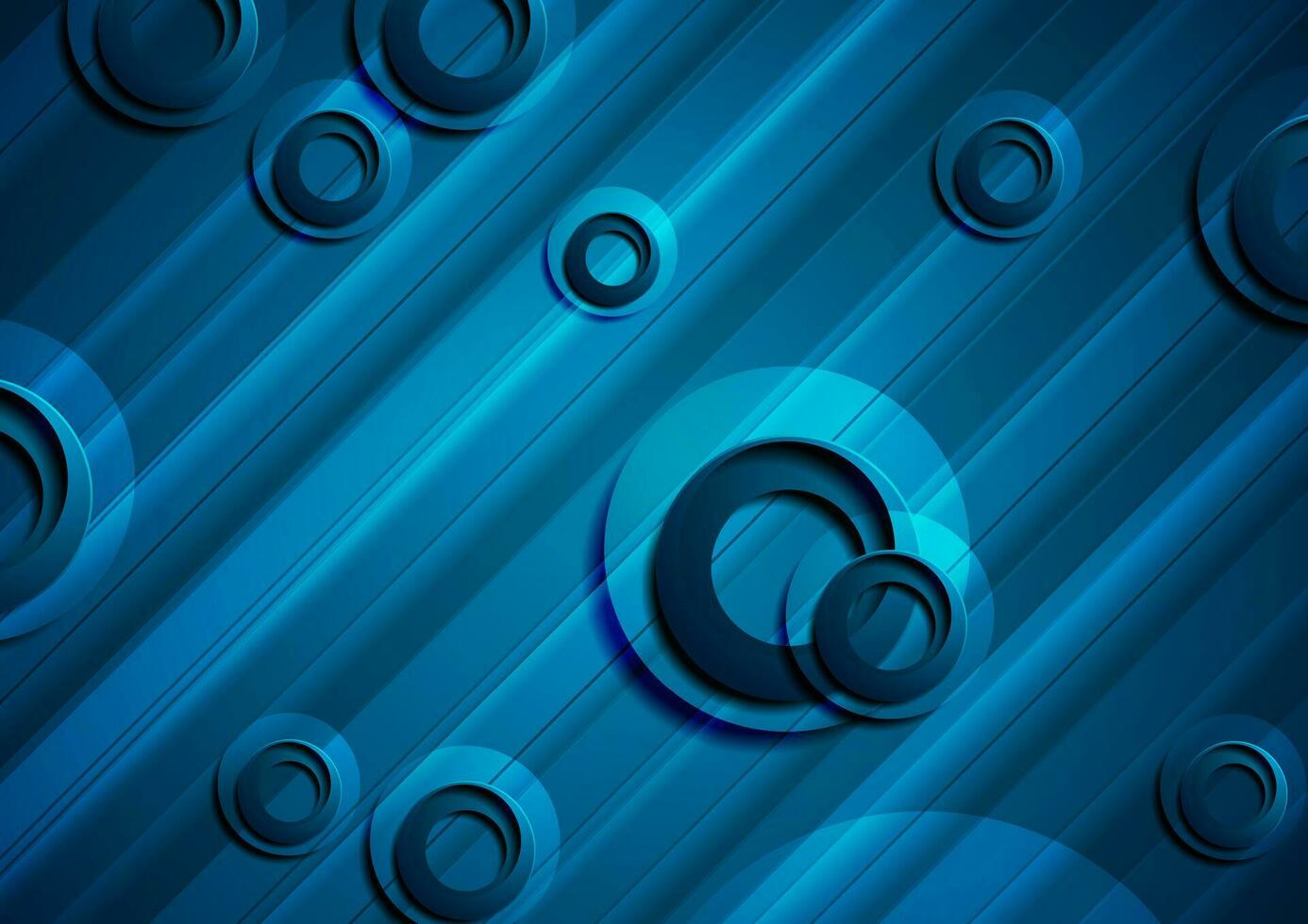 foncé bleu brillant rayures et cercles abstrait géométrique Contexte vecteur