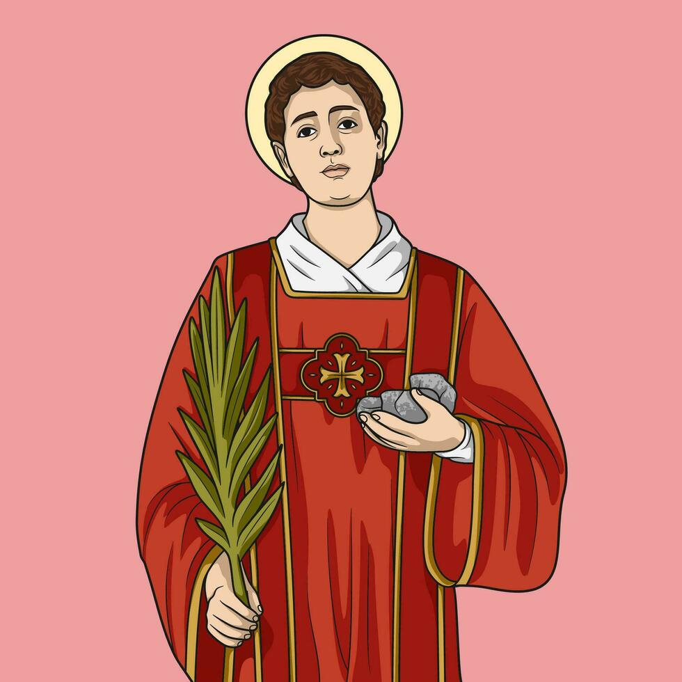 Saint Stephen protomartyr coloré vecteur illustration