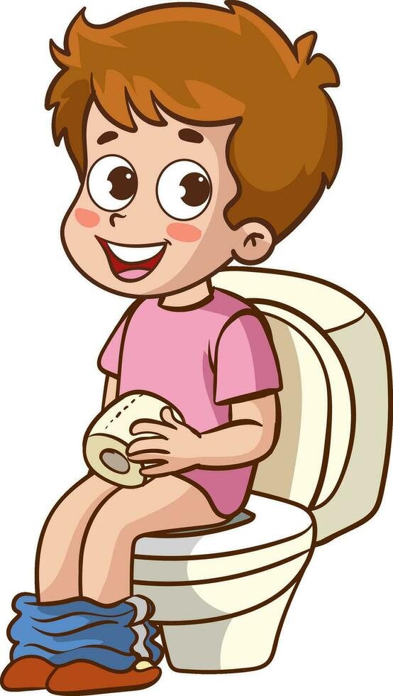 vecteur illustration de mignonne peu les enfants est toilette