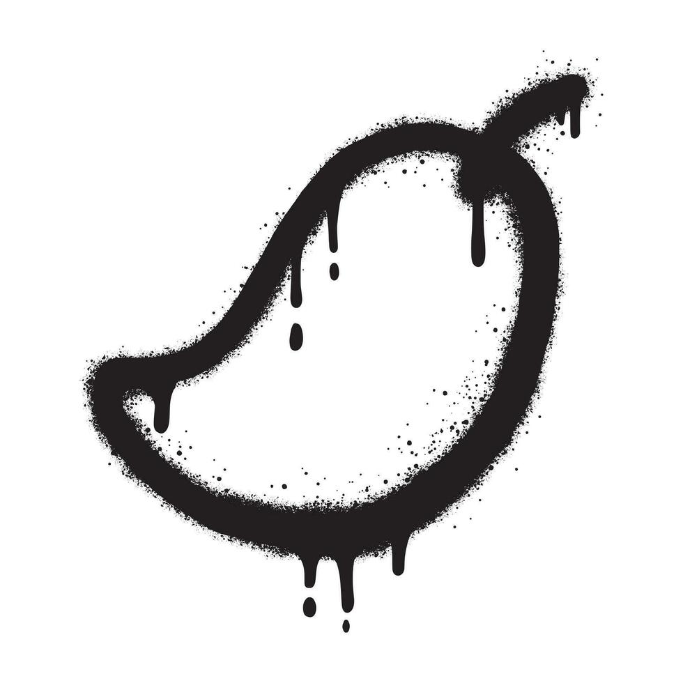 émoticône mangue graffiti avec noir vaporisateur peinture.vecteur illustration. vecteur