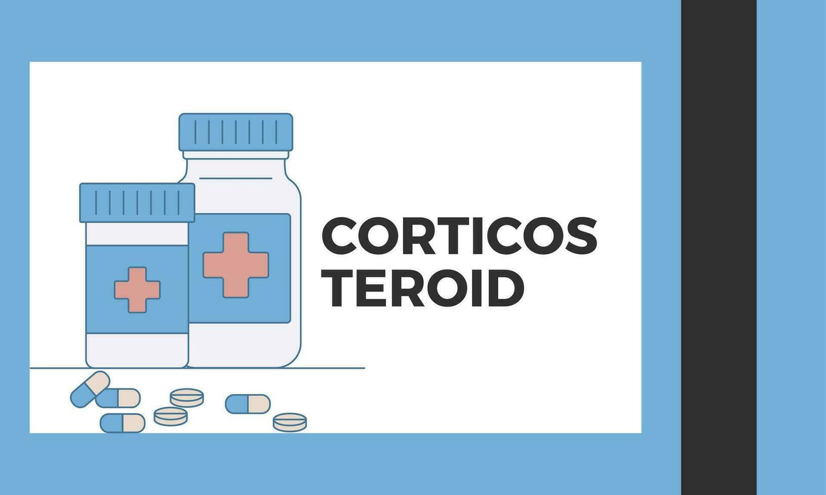 corticostéroïde. corticostéroïde médical pilules dans rx ordonnance drogue bouteille vecteur illustration