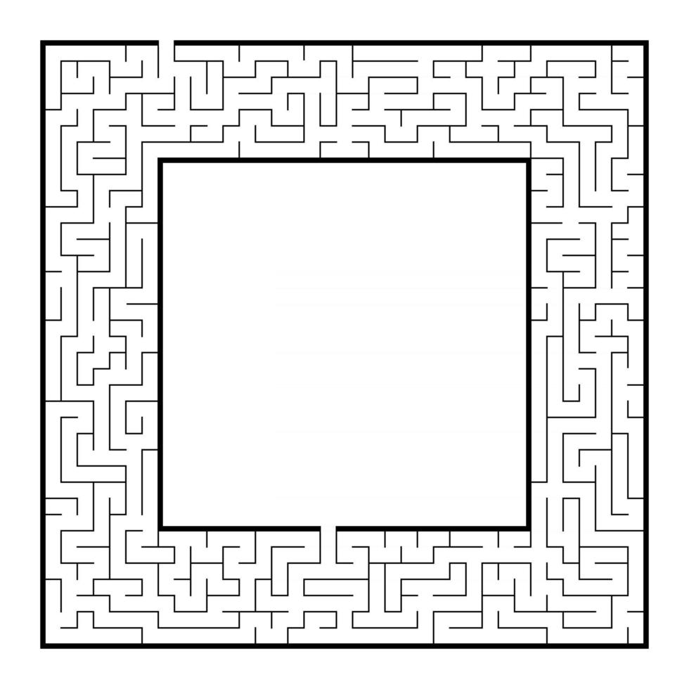 cadre labyrinthe carré difficile. jeu pour enfants et adultes. casse-tête pour les enfants. une entrée, une sortie. énigme du labyrinthe. illustration vectorielle plane. avec place pour votre image. vecteur