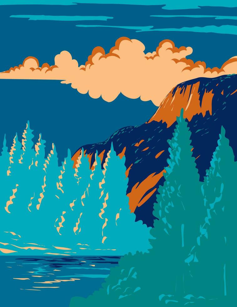 Roosevelt nationale forêt dans rocheux montagnes de Colorado wpa affiche art vecteur