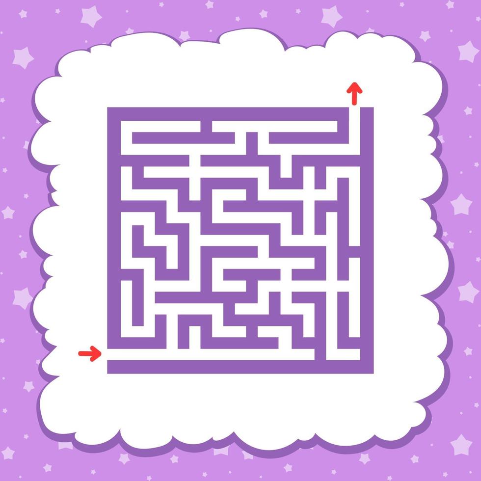 labyrinthe carré de couleur. jeu pour les enfants. casse-tête pour les enfants. une entrée, une sortie. énigme du labyrinthe. illustration vectorielle plane isolée sur fond de fée. vecteur