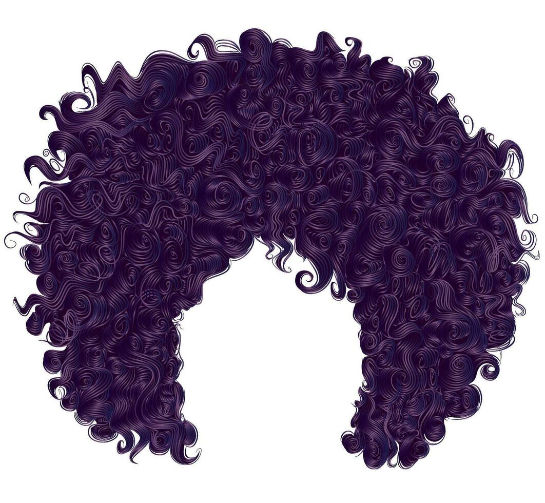 branché frisé violet cheveux . réaliste 3d . sphérique coiffure . mode beauté style . vecteur