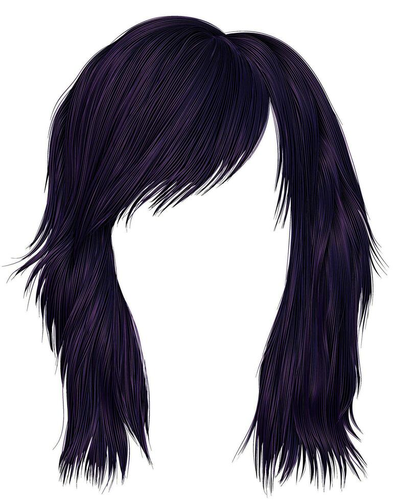 branché femme Cheveux violet Couleur . moyen longueur . beauté style . réaliste 3d . vecteur