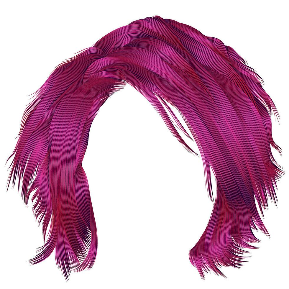 branché femme ébouriffé Cheveux brillant rose couleurs . beauté mode . réaliste 3d vecteur