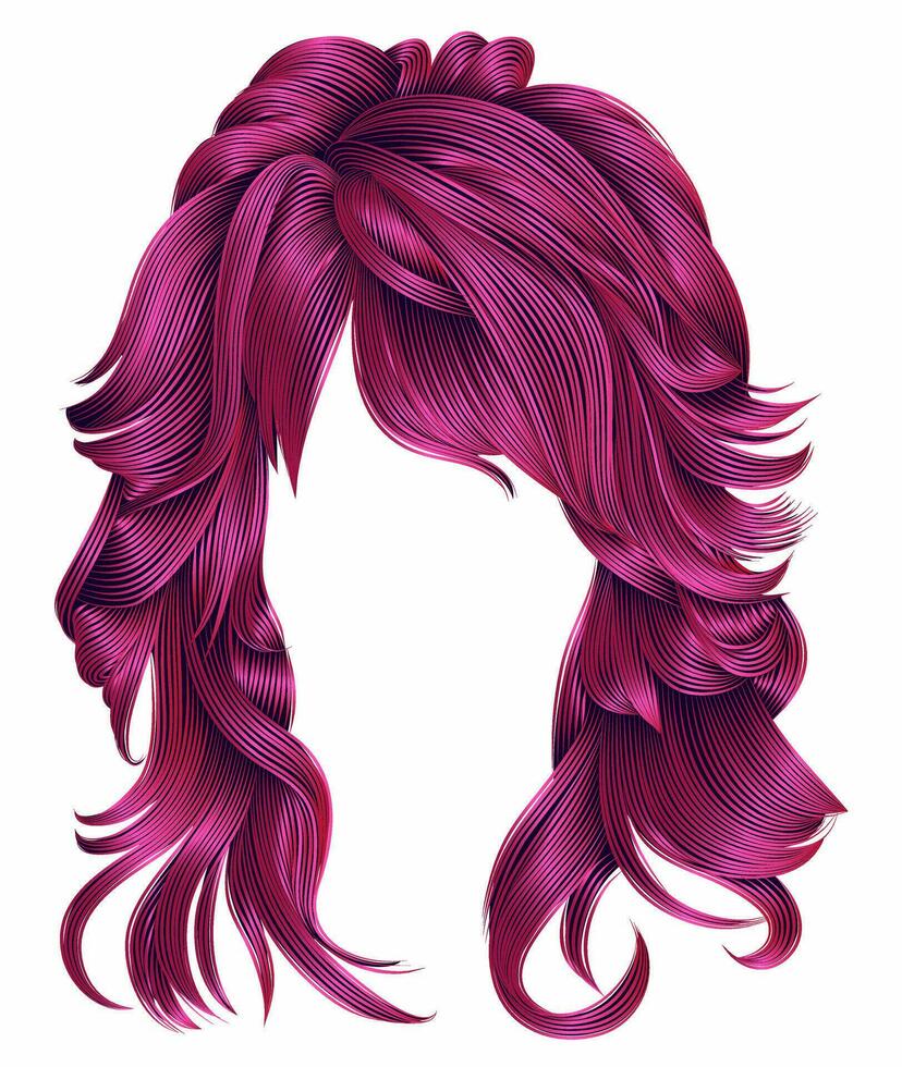 branché femme longue Cheveux brillant rose couleurs .beauté mode . réaliste 3d vecteur