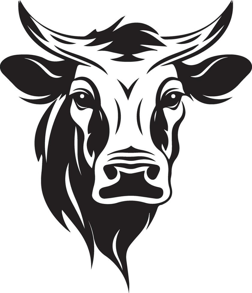 vache tête vecteur illustration silhouette logo