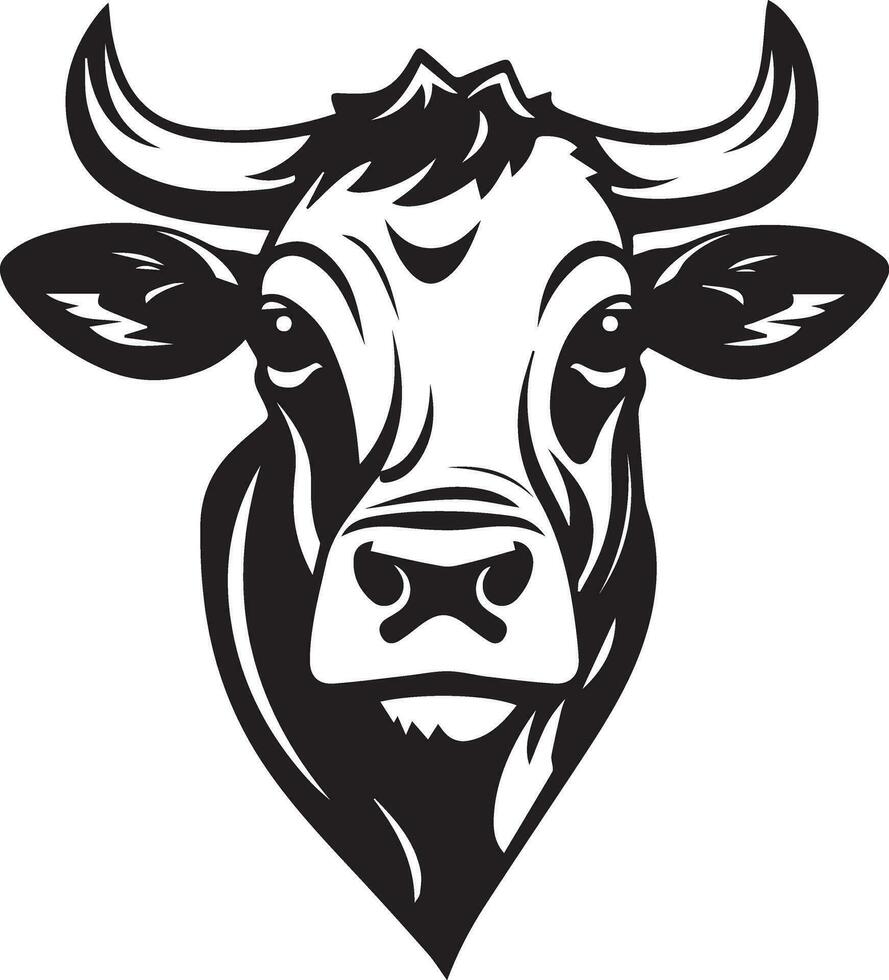 vache tête vecteur illustration silhouette logo