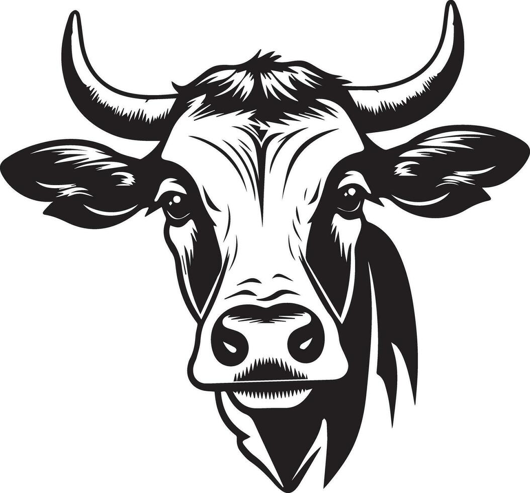 vache tête vecteur illustration silhouette logo