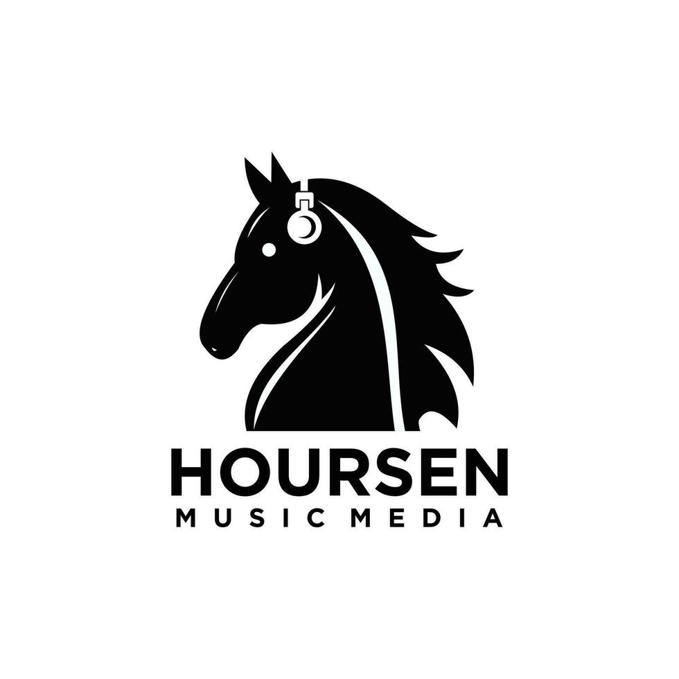 cheval utilisation casque de musique logo icône conception modèle vecteur