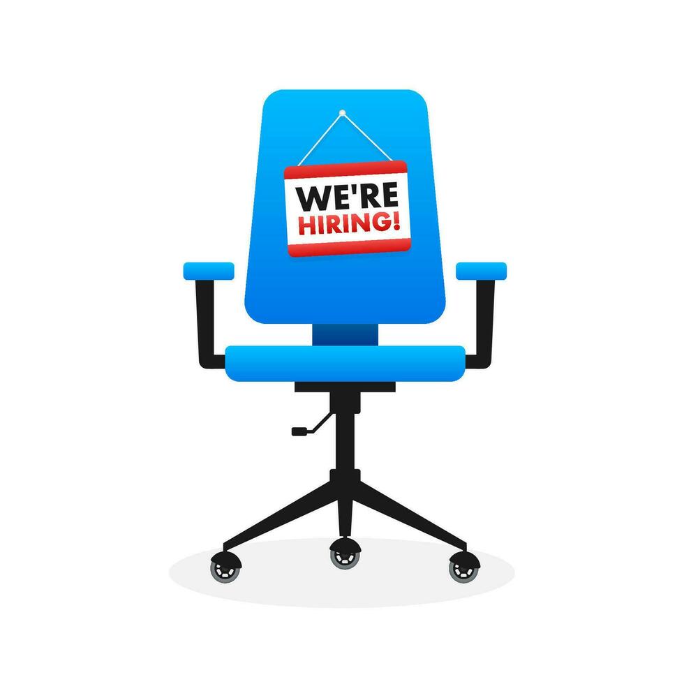 nous sont embauche étiqueter. joindre notre équipe. Bureau chaise, vacant. vecteur Stock illustration.