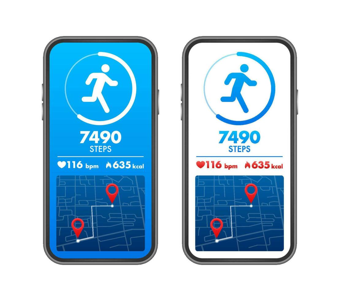 activité et aptitude traqueur application. app pour Matin le jogging ou aptitude. marcher pas. vecteur