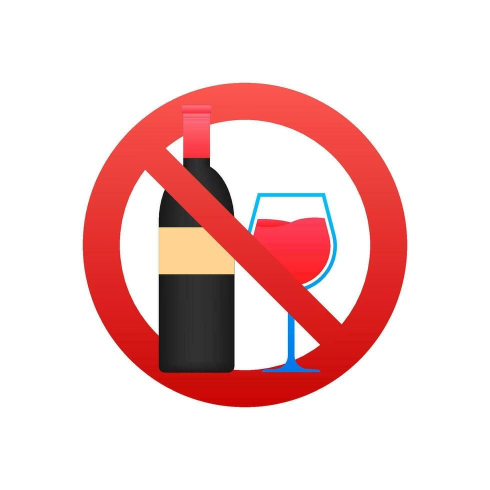 icône avec noir non du vin sur blanc Contexte. non alcool. symbole, logo . avertissement icône. 4k vecteur