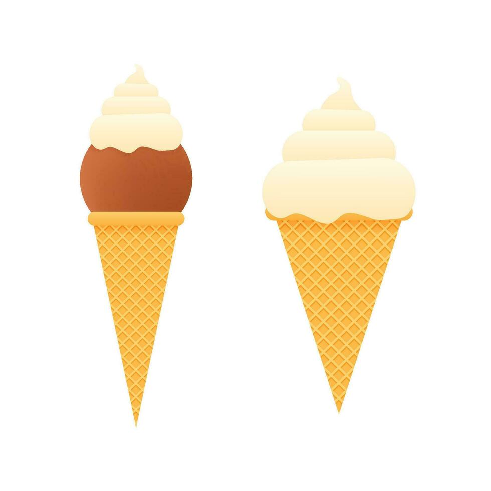 collection de la glace crème cônes isolé sur blanche. vecteur Stock illustration.